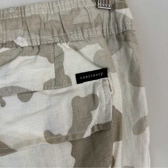 Sanctuary x Anthropologie | Linen Tan Camo Cargo Jogger Pants Size XS - Picture 8 of 9